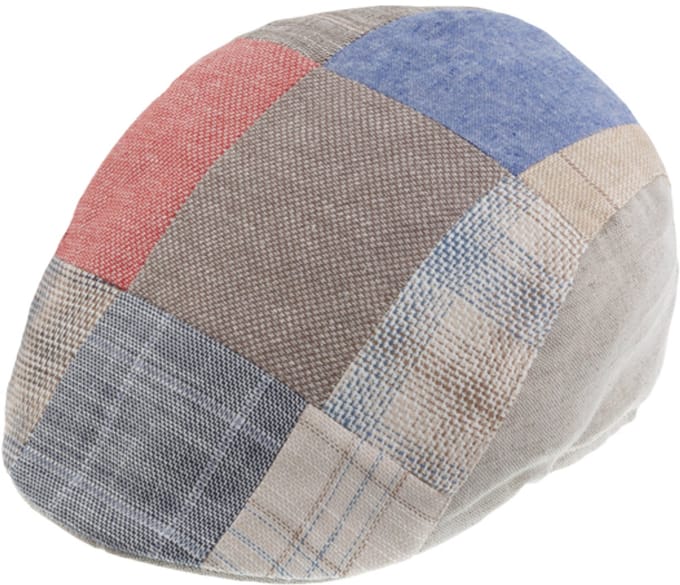 Flatcap Fiebig Linnen Patchwork Ruitpatroon maat 55