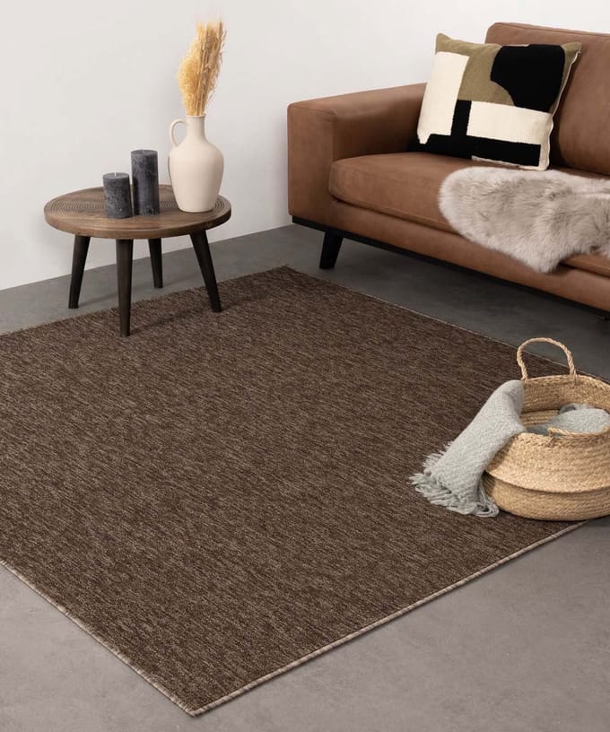 Laagpolig vloerkleed vierkant - Lush bruin 200x200