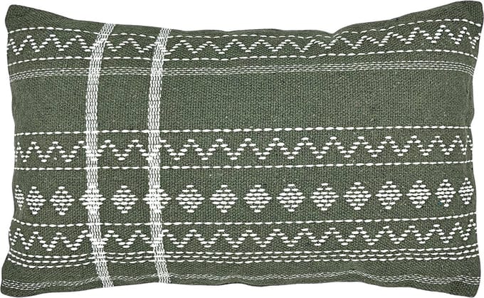 Lavandoux - Sierkussen - Geborduurd Kussen - Khaki Groen - 30x50