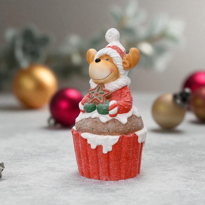 Uniek CupCake Rendier - 43 cm | Speelse Kerstdecoratie