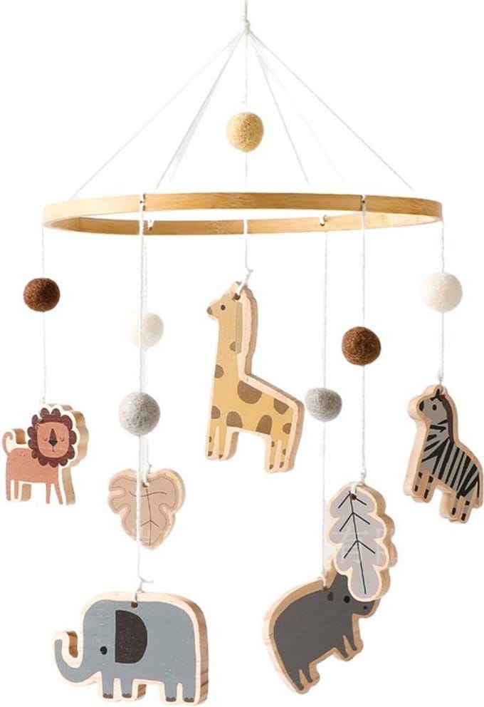 Nixnix® - Baby bed mobiel Dieren - Windgong - Box - Kinderbed - Hout