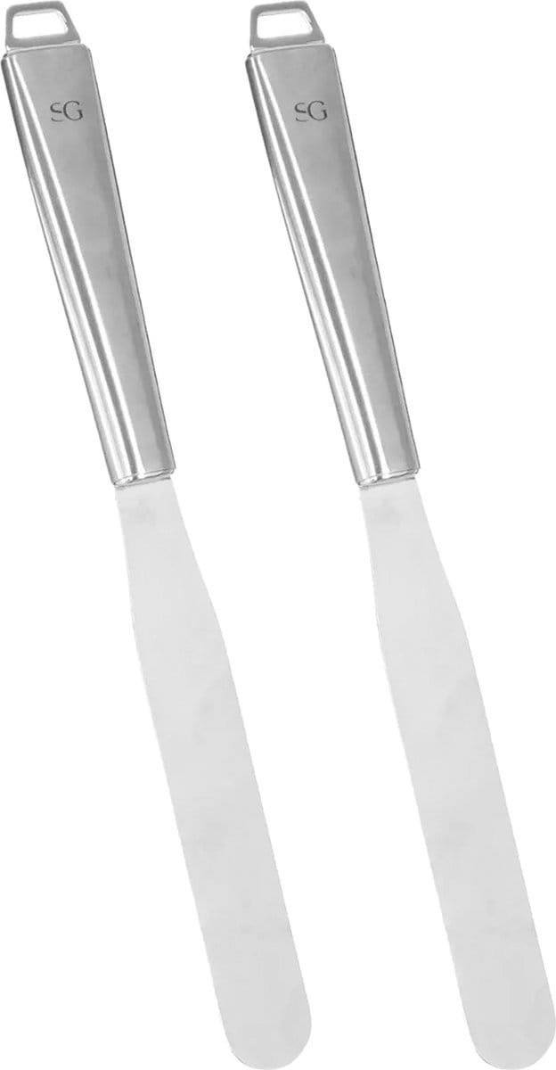 5Five Keukengerei bakspatel/bakspaan - 2x - zilver rvs - 29 x 2.5 cm
