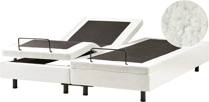 DUKE - Bed zonder hoofdbord - Gebroken wit - 180 x 200 cm - Bouclé