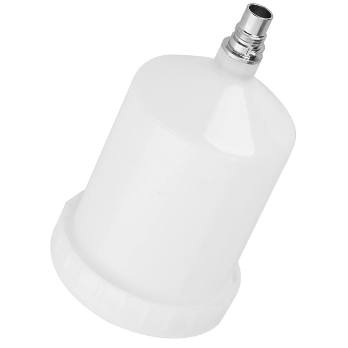 Plastic beker met luchtzwaartekrachtverfpot, schroefdraadaansluiting voor spuitpistool, capaciteit 600 ml white