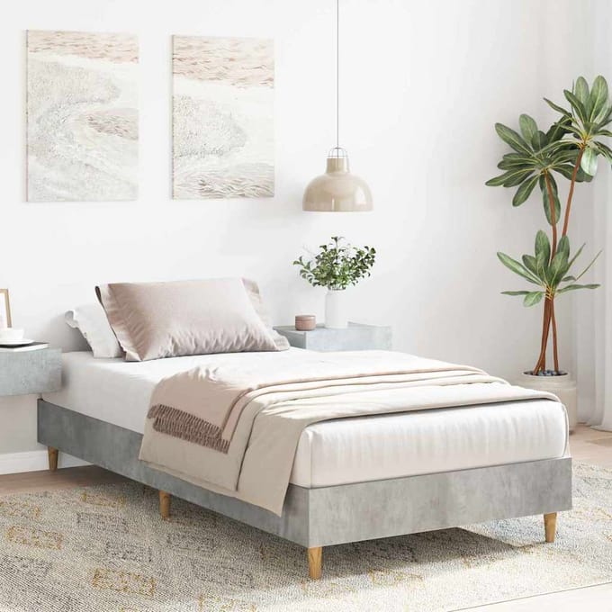 vidaXL - Bedframe - Beton - Grijs - 203 - x - 93 - x - 25 - cm - Bewerkt - hout