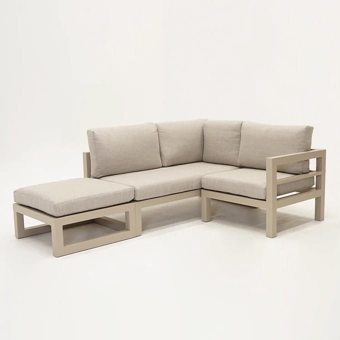 Vita Grosso 2-zits bank links + hocker + hoek beige