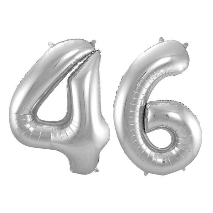 Folieballon 46 jaar - Zilver - 86 cm