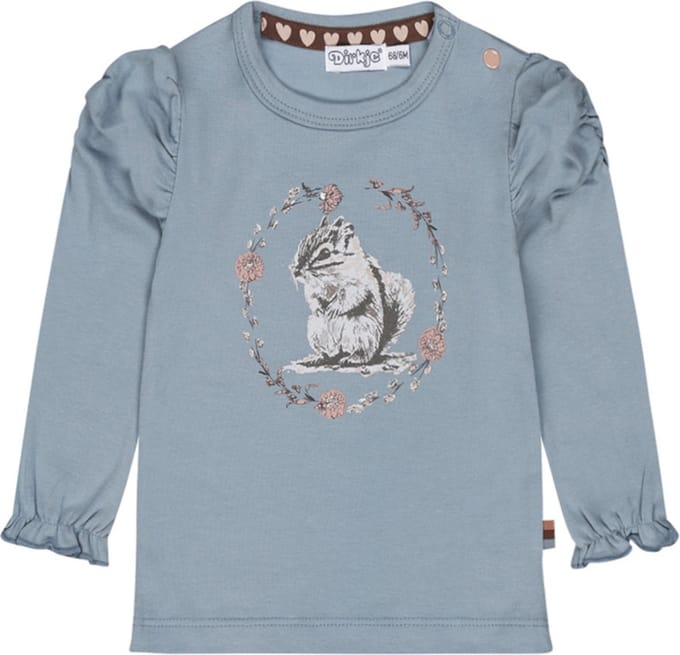 Dirkje - T-shirt - Mid - Blauw - Lange - Mouw - Konijn - Maat 56