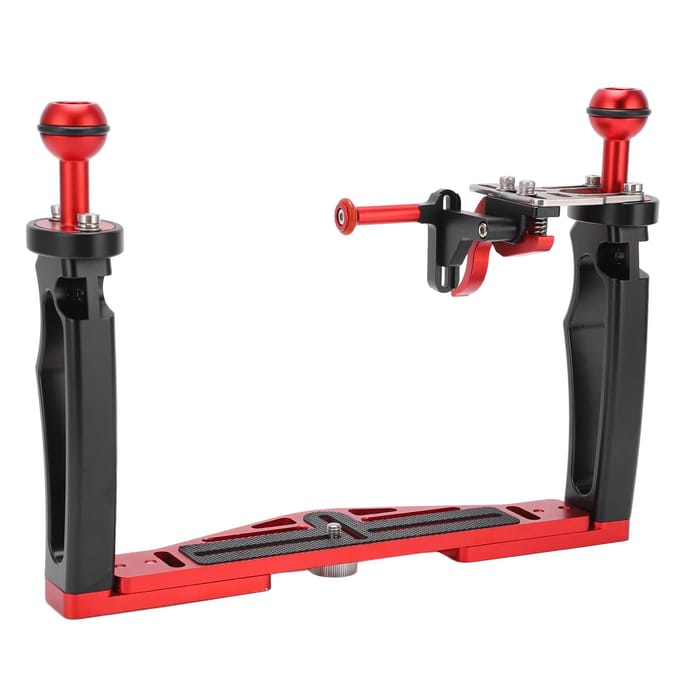 Dubbele Handgreep Tray Stabilisator Rig Duiken Onderwater Camera Behuizing Tray met Ontspanknop black