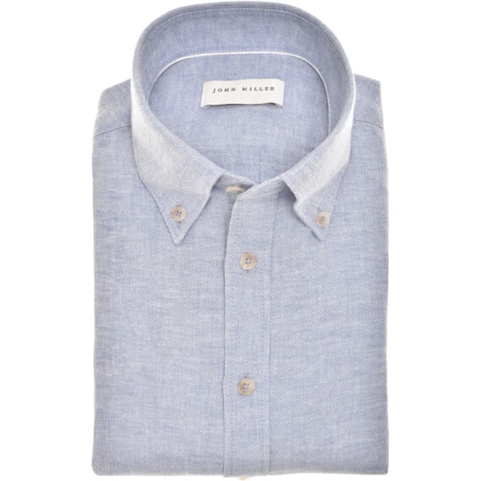 John Miller Overhemd Slim Fit  Blauw 5142705