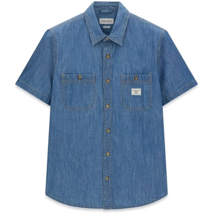 man blauw denim shirt