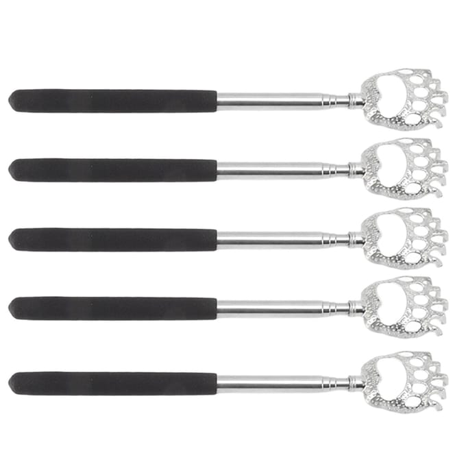 5 Stuks Rugkrabber Telescopische Rugkrabbers Roestvrij Staal voor Hoofd Lichaam Arm gray