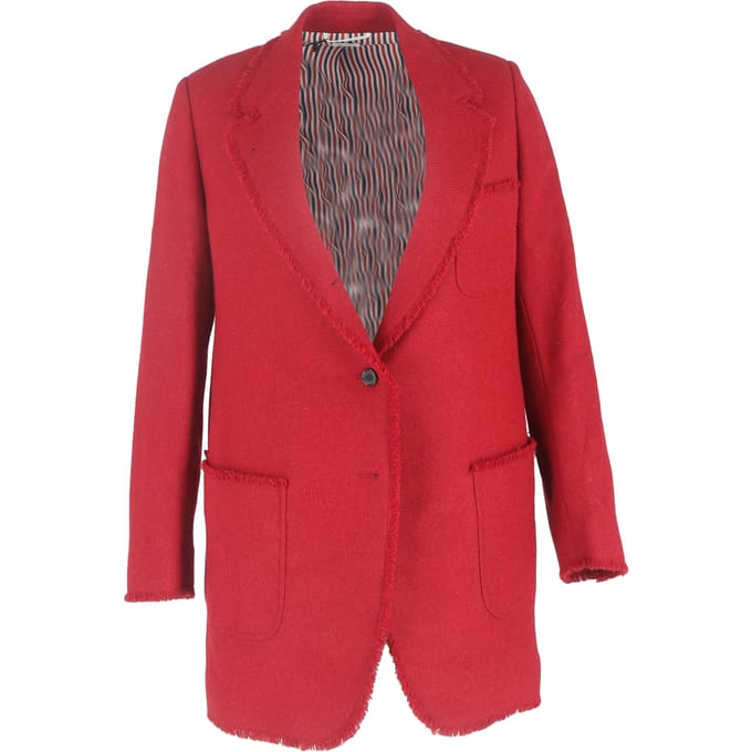 Thom Browne single-breasted blazer met onafgewerkte zoom in rode wol