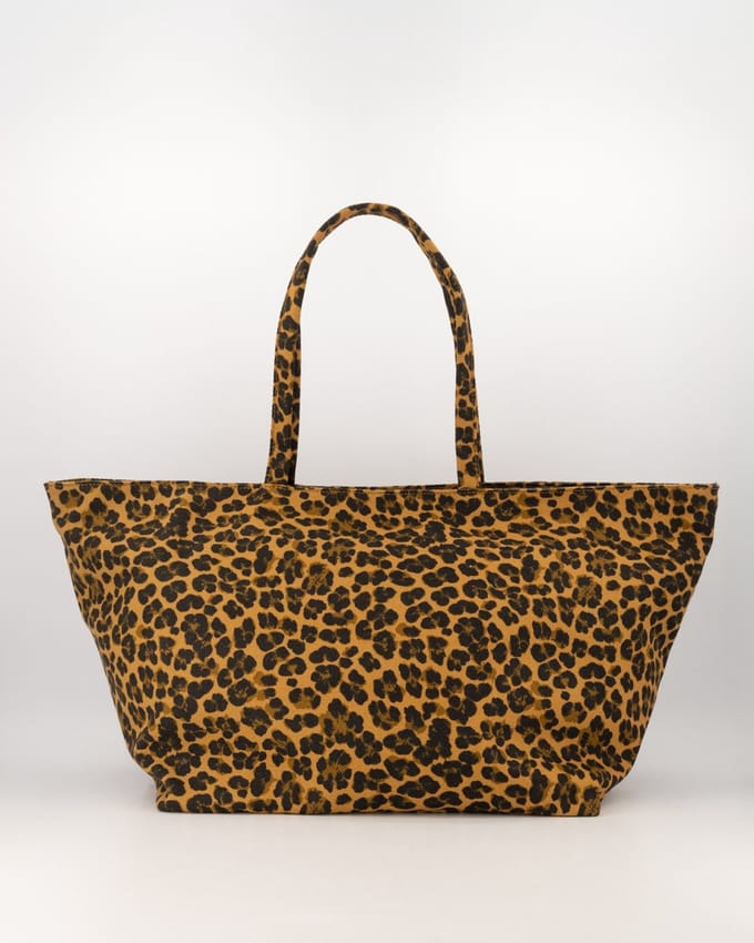 Tas- leopard grote schoudertas /strandtas -canvas