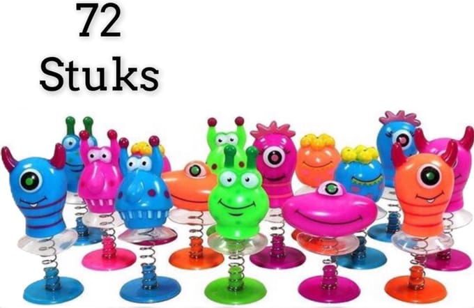 Uitdeelcadeau bouncing monsters box 72 Stuks -  Traktatie - Klein speelgoed - Grabbelton - Pinata vulling