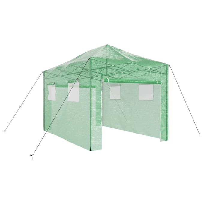 vidaXL - Kas - met - Pop-up - Frame - met - dak - Groen - 280 - x - 410 - x - 315 - cm - IJzer