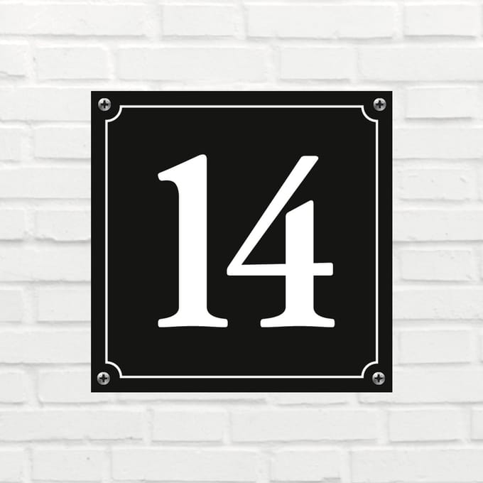 Huisnummerbord Mat zwart Deluxe - Nummer 14 - incl. bevestiging