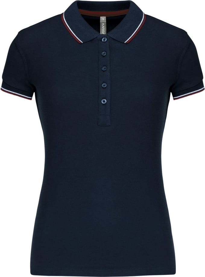 Kariban Damespolo korte mouwen K251 - Navy / Wine / White - S