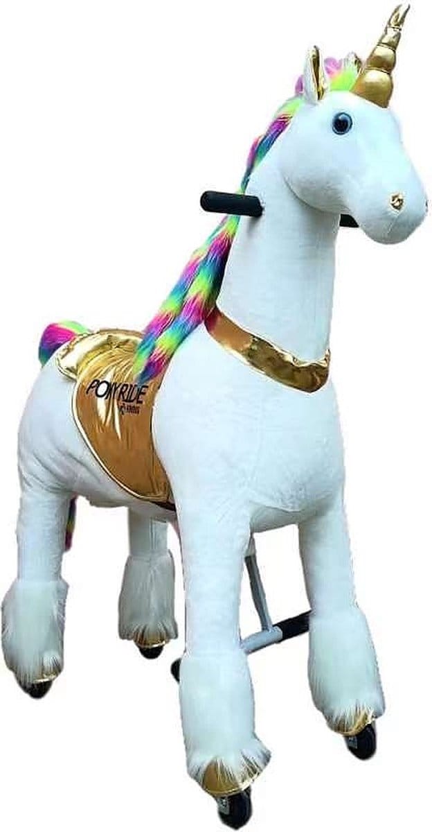 Pony Ride – Mechanisch Speelgoedpaard - Rijdend Speelgoedpaard - 3 tot 6 jaar - Galoppeerbeweging met Stuurfunctie – Goud - Small