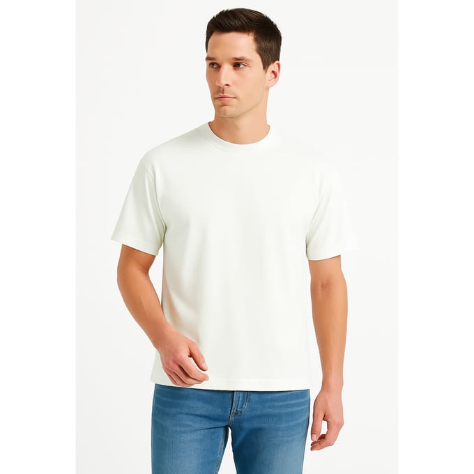 JUSTEVER 100% katoenen oversized T-shirt met ronde hals in ecru - Alpha