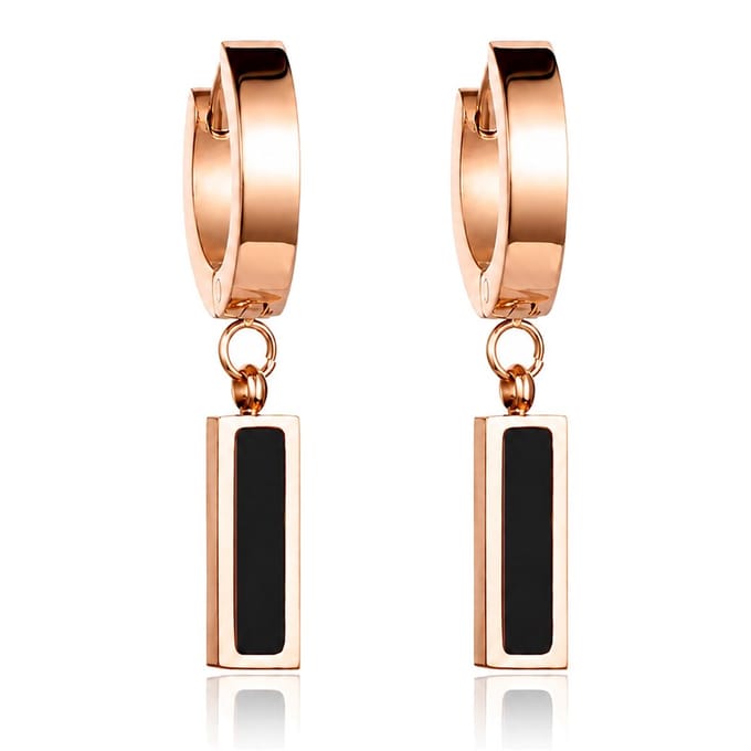 Cilla Jewels oorringen Titanium Rose met Zwart