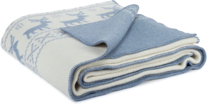 Most - Merino wollen bed deken Rendier - blauw-wit - 2 persoons