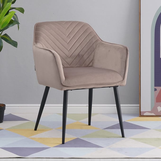 Bronx71® Velvet eetkamerstoel Fiona taupe - Eetkamerstoelen set van 4 - stoel
