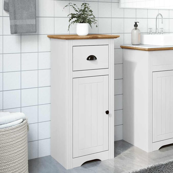 vidaXL - Badkamerkast - BODO - 44x30x90 - cm - wit - en - bruin
