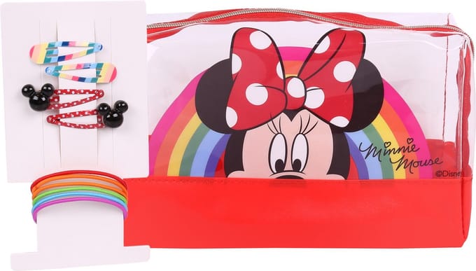 Minnie Mouse - Toilettas, transparant + Manchetknopen, Elastiekjes
