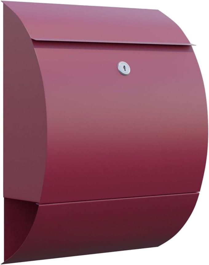 Rode Wandbrievenbus van Gepoedercoat Staal met Modern Design