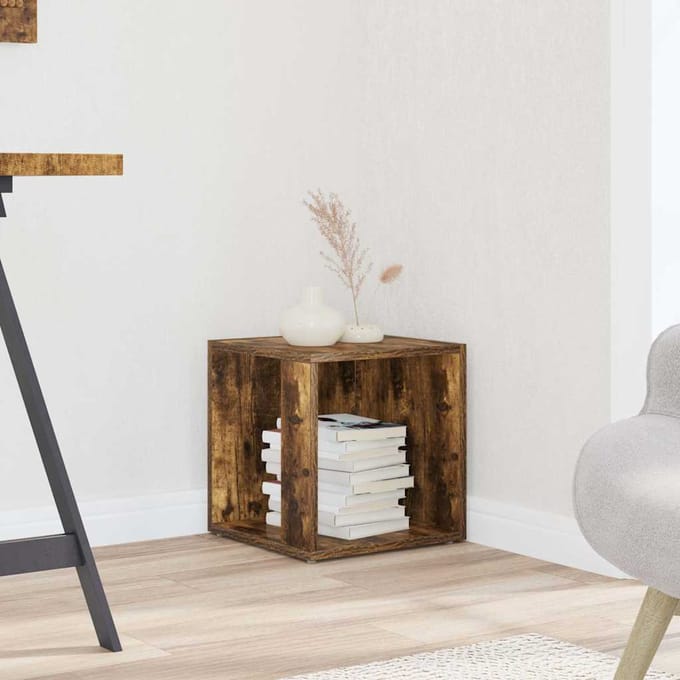 vidaXL - Bijzettafels - 33 - x - 33 - x - 34 - cm - Engineered - Wood - Gerookt - eiken