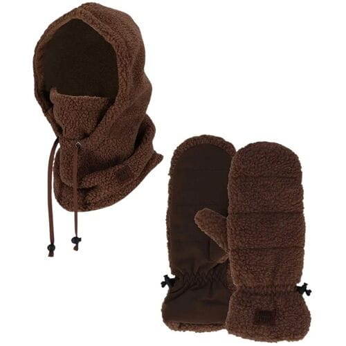 Heatkeeper Dames Winter Thermo Set - Balaclava + Wanten - Teddy - Taupe - One Size