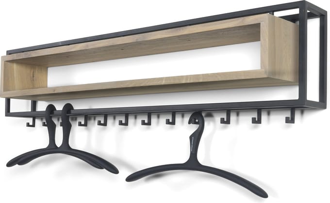 Spinder Design kapstok School 120 - Zwart / Eiken - 12 haken - Staal