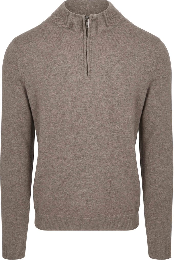Steppin' Out Half Zip Trui Merinowol Taupe - Maat 3XL - Heren - Pullovers