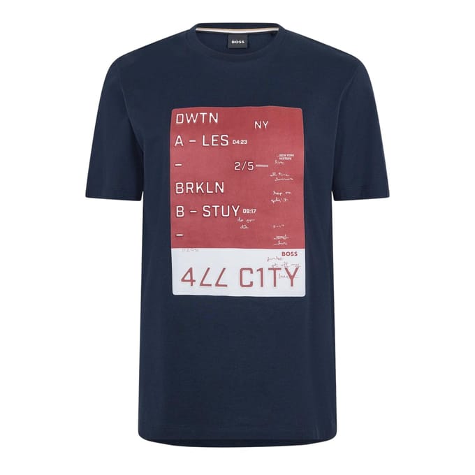 Boss Heren T-shirt van katoen (Donkerblauw)