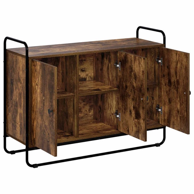vidaXL - Dressoir - Gerookt - eiken - 102 - x - 35 - x - 75 - cm - Bewerkt - hout