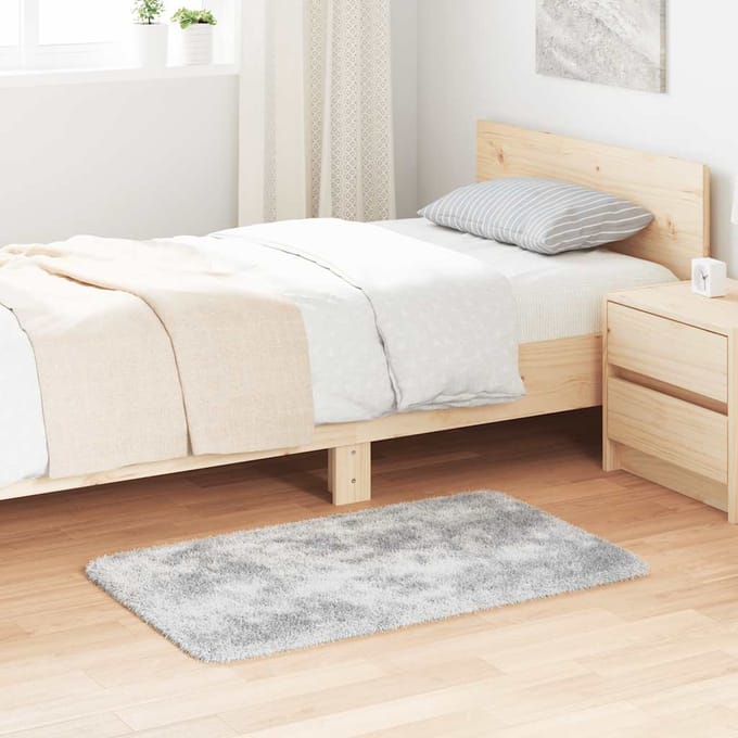 vidaXL - Hoogpolig - vloerkleed - NAVARRA - 60x100 - cm - polyester - zilvergrijs