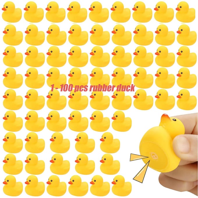 1-100 Stuks Mini Rubberen Eendjes Set Groothandel Drijvend Piepend Kleine Eendjes Rubberen Eend Speelgoed Voor Kinderen Feest Verjaardag Benodigdheden yellow