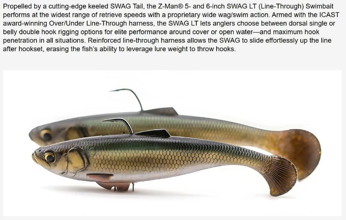 Zman Soft Lure Swag Swimbait LT 6 Inch Baars (4989)