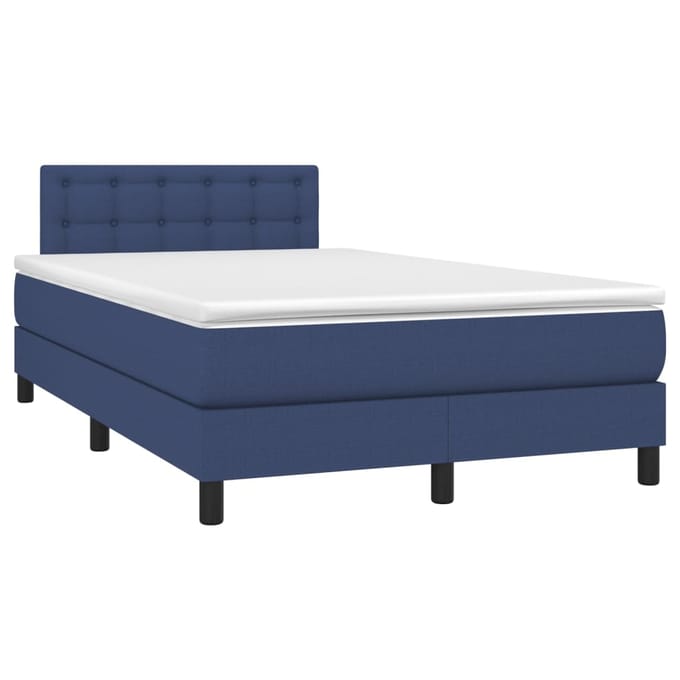 vidaXL - Boxspring - met - matras - en - LED - stof - blauw - 120x200 - cm
