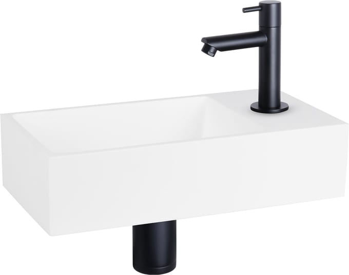 Differnz fonteinset - 36x18.5x9cm - Rechthoek - 1 kraangat - Wit