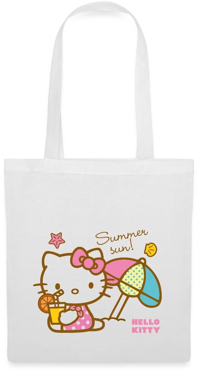Hello Kitty Op Het Strand Onder Een Zonnescherm Tas Van Stof Schoudertas