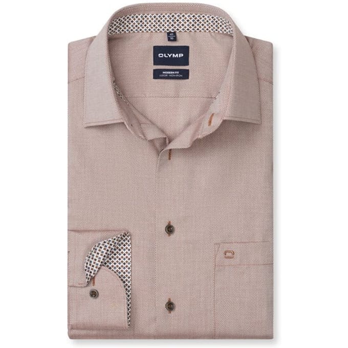 OLYMP Luxor Overhemd, Modern Fit, New Kent, Nougat