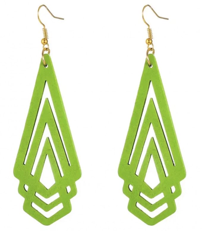 Zilveren houten oorbellen groen Toronto - Charme Bijoux
