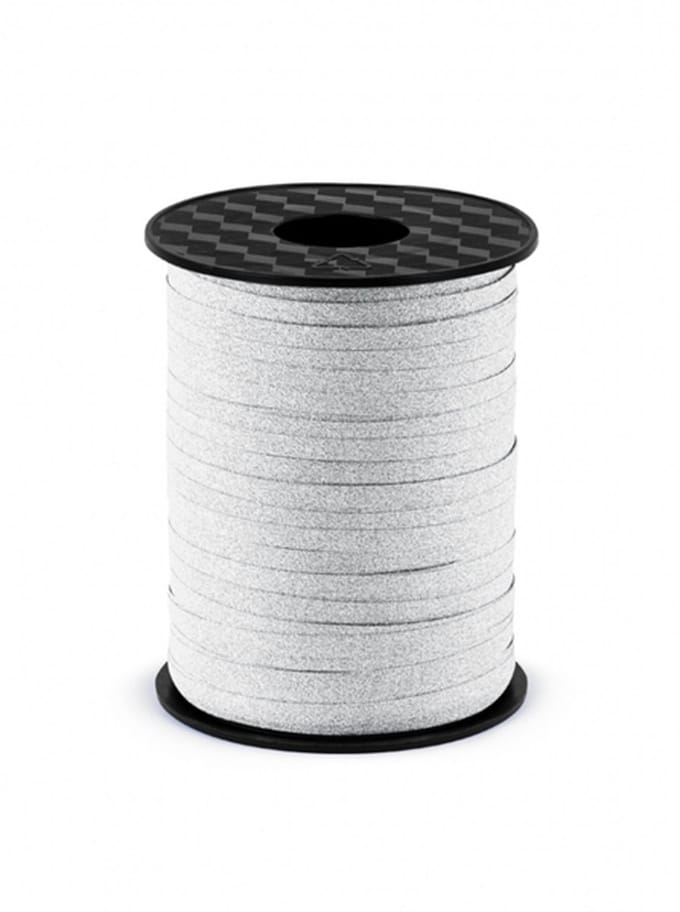Lint glitter zilver 225 m x 5 mm