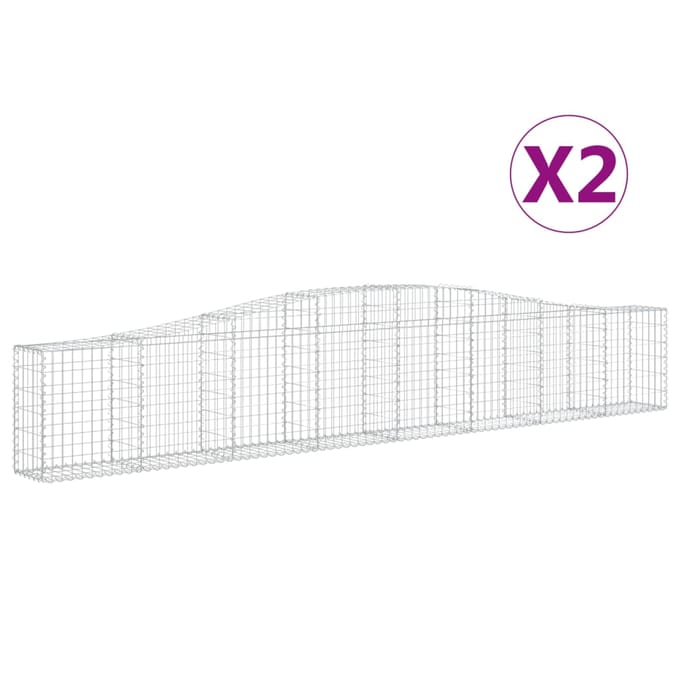 vidaXL - Schanskorven - 2 - st - gewelfd - 400x30x60/80 - cm - ijzer