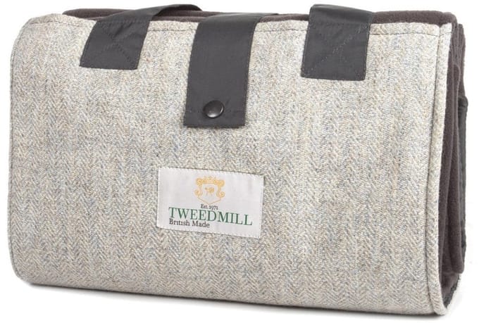 Picknickkleed Leisure Visgraat Grijs - Fleece - Waterdicht - 137x137cm - Tweedmill