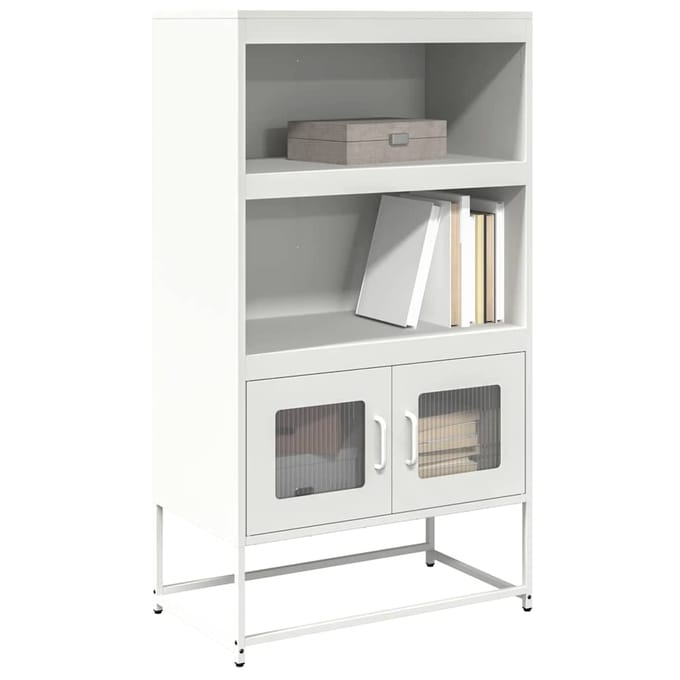 vidaXL - Hoge - kast - 68x39x123 - cm - staal - wit