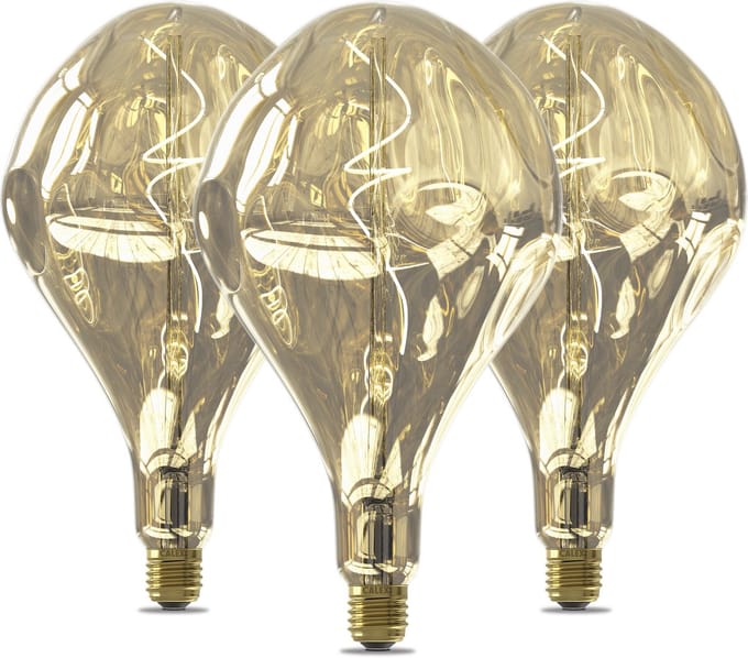 Calex XXL LED Lamp E27 - Champagne - Filament - 100lm - 1800K Warm Wit Licht - 3-pack