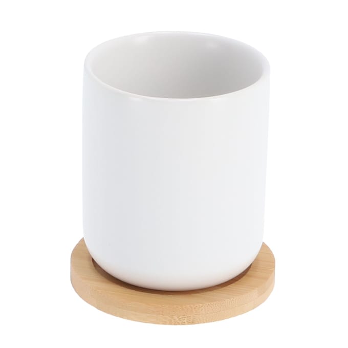 Bredemeijer - Theemok Umea met bamboe onderzetters - 200ml - Wit - s/2